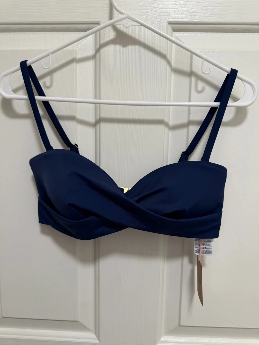 BODEN Andros Twist Front Bikini Top Navy Blue Size 6